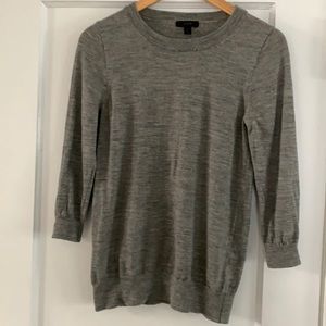 J. Crew grey merino sweater with 3/4 sleeves